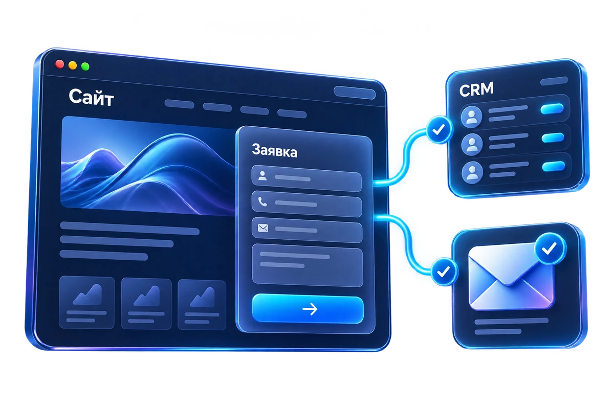 Заявка с сайта поступает в CRM и на почту