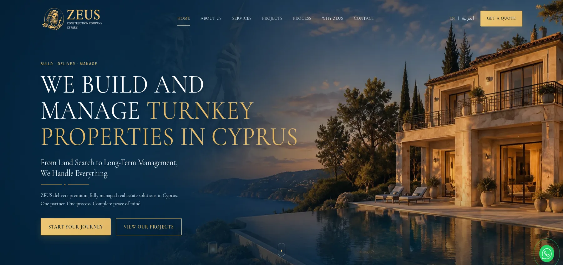 ZEUS Cyprus — сайт строительной компании на Кипре